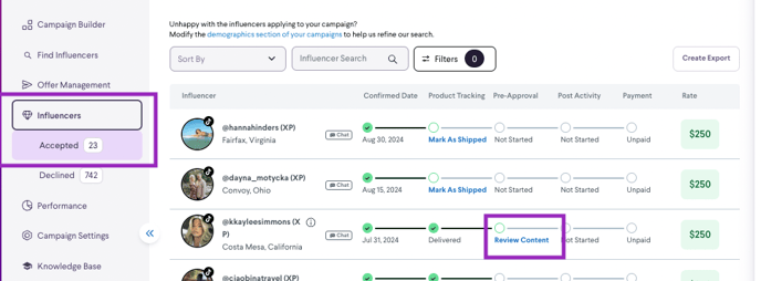 How to see content for pre-approval review